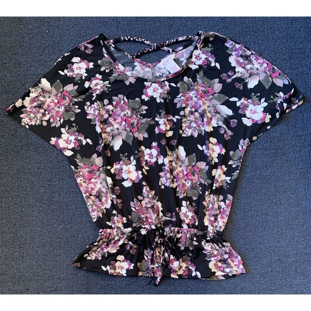 Candie's Shirt Women's‎ Small Floral Short Sleeve